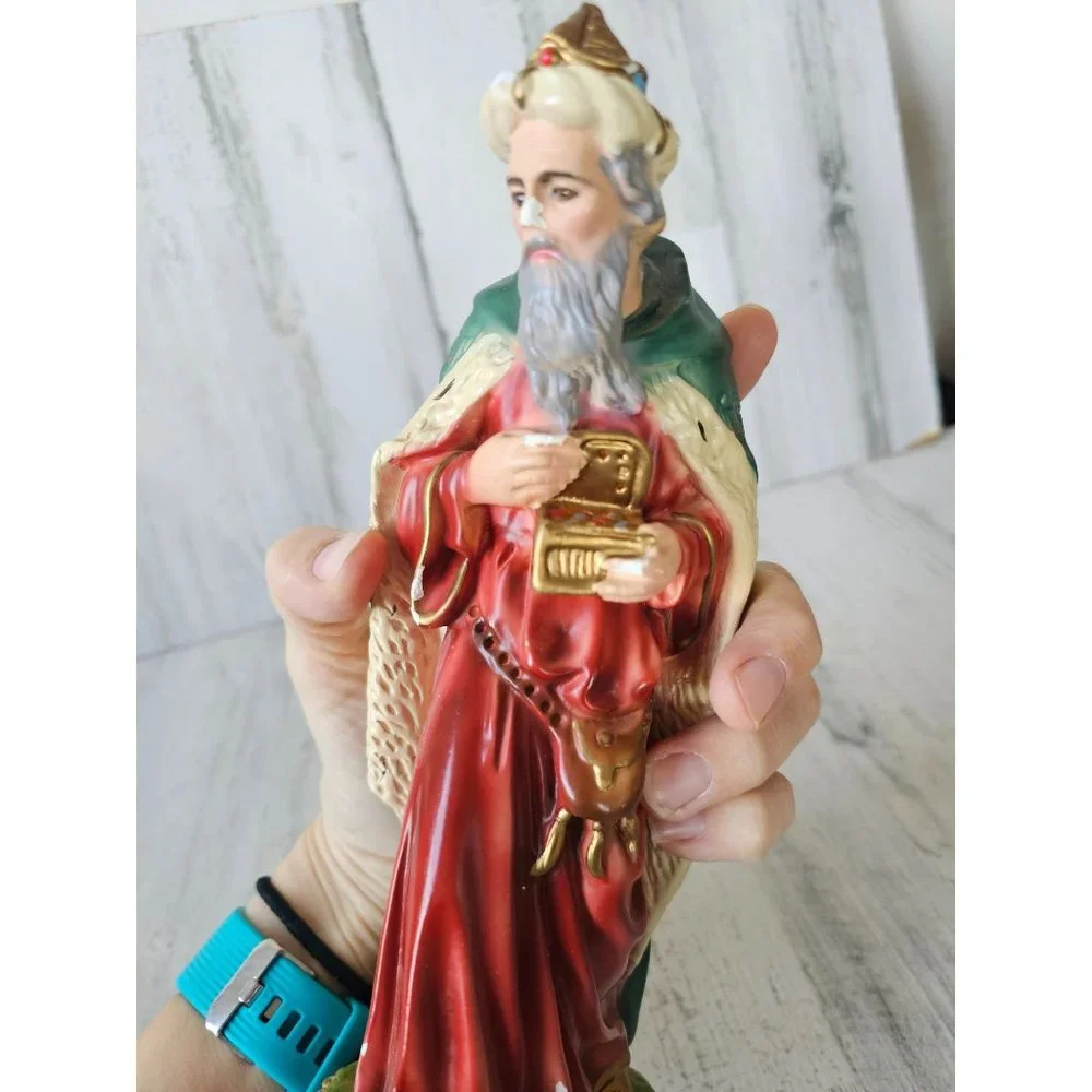 Vintage Italian‎ chalkware wiseman nativity village Italy Xmas statue religious